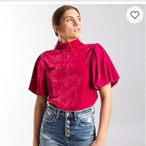 Free People Magenta Velvet Women's Top